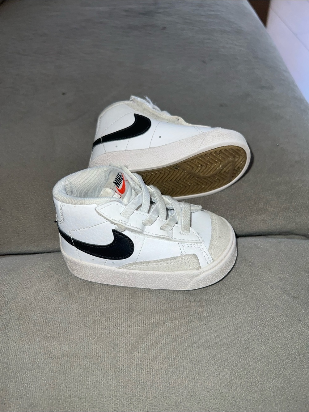 Nike White and Black Kids High-Top Sneakers